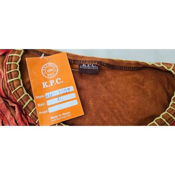 K.P.C. Handmade Bohemian Embroidered Stonewashed Brown/Orange Dress XL - Picture 8 of 9